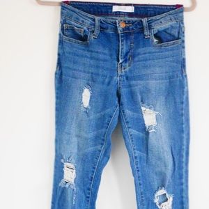 ripped denim skinny jeans